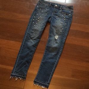 Pearl and Silver Beaded Jeans